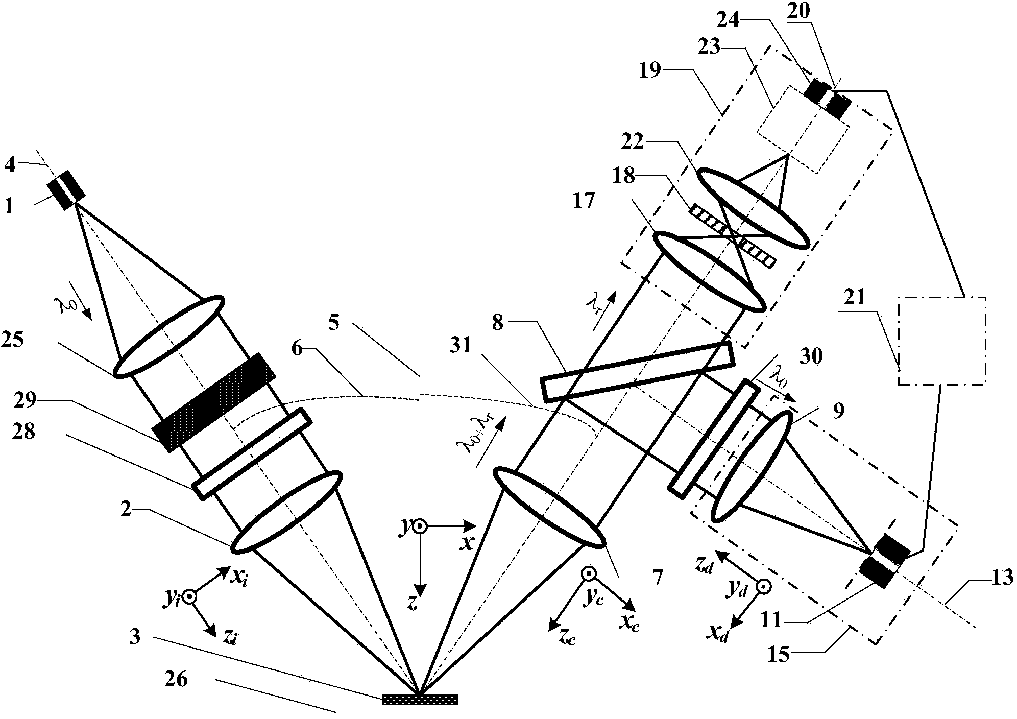 High-space-resolution double-shaft confocal atlas micro-imaging method and device