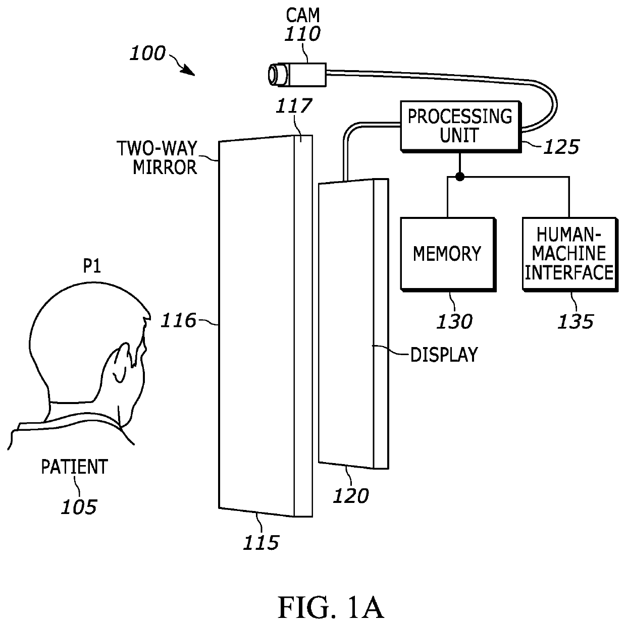 Two-way mirror display for dental treatment system