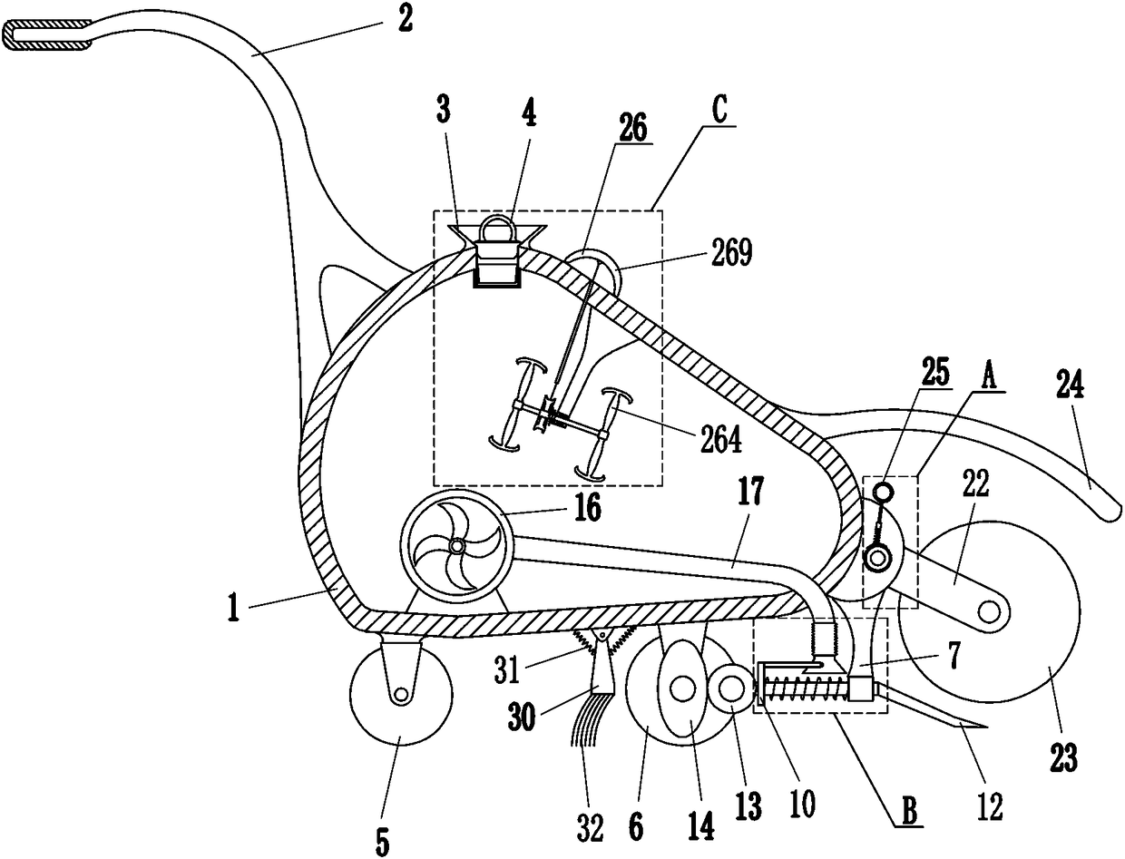 Anti-splashing herbicide sprayer for navel orange planting