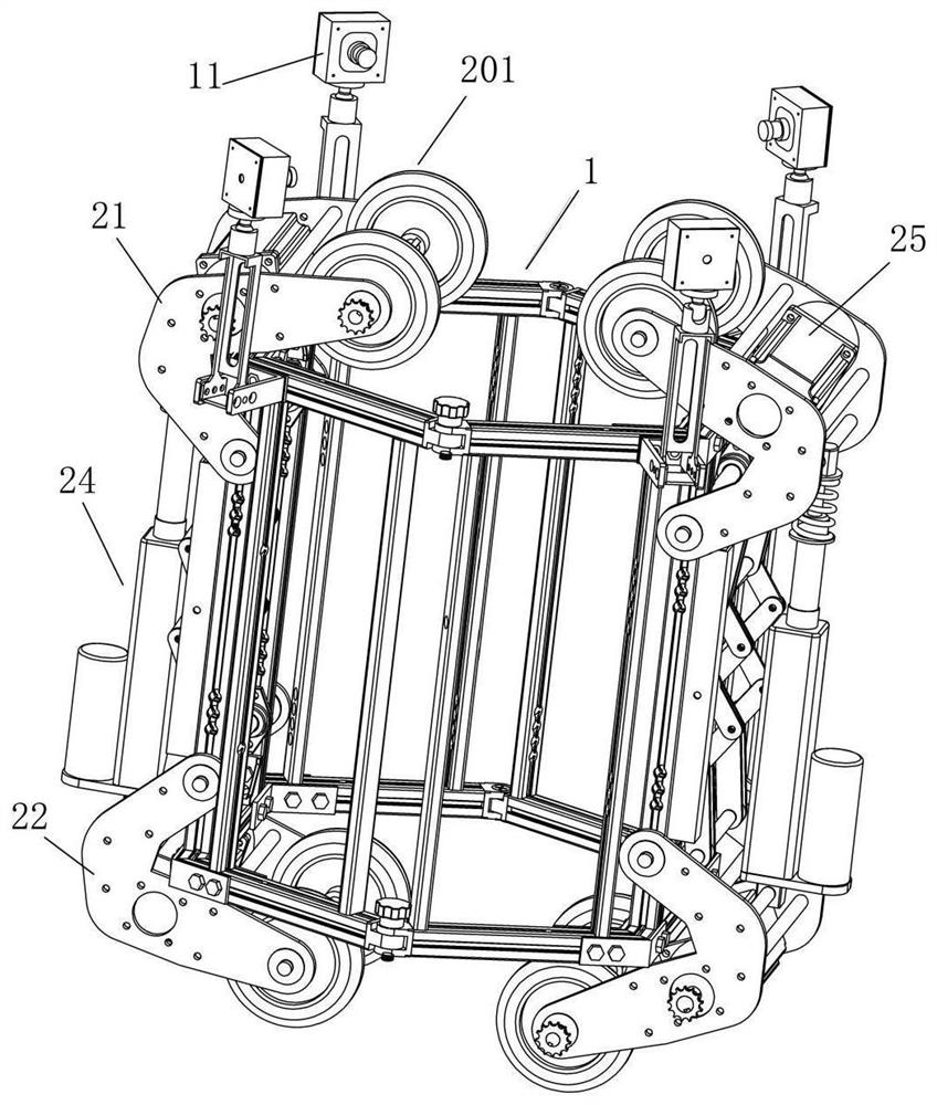 Balance clamping shock-proof device for stay cable detection robot