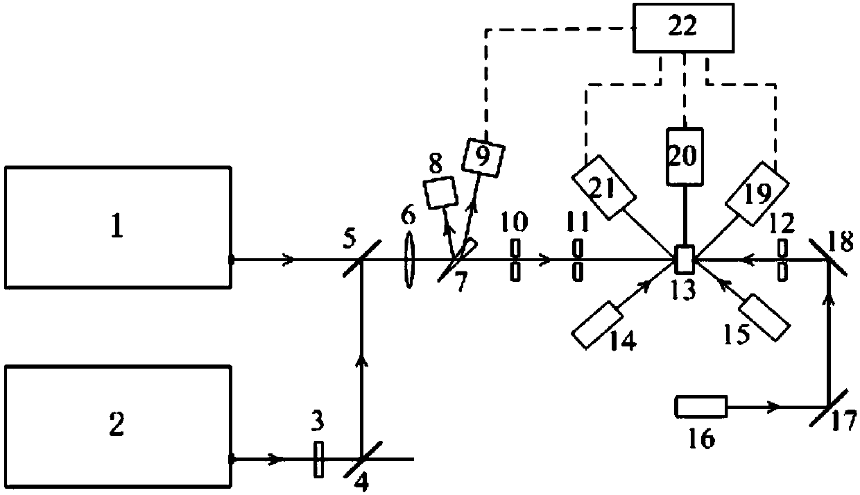 A crystal laser pretreatment and point-to-point damage testing device and testing method