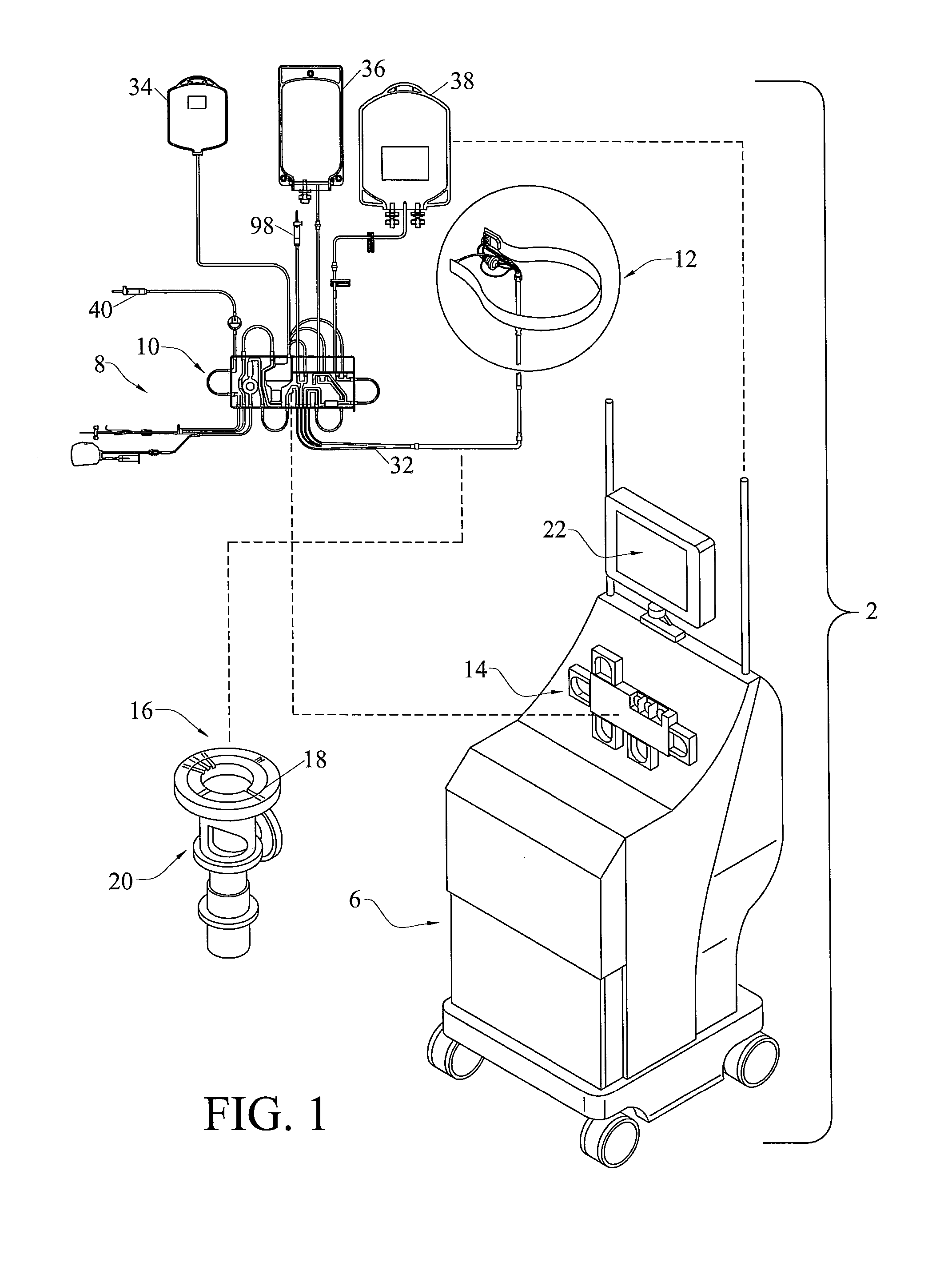 System for blood separation with gravity valve for controlling a side-tapped separation chamber