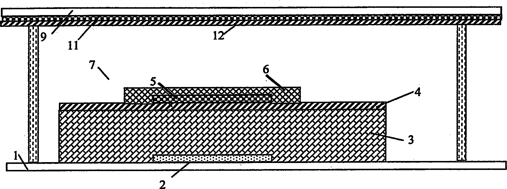 Triple pole structure of plane type field emission, and preparation method