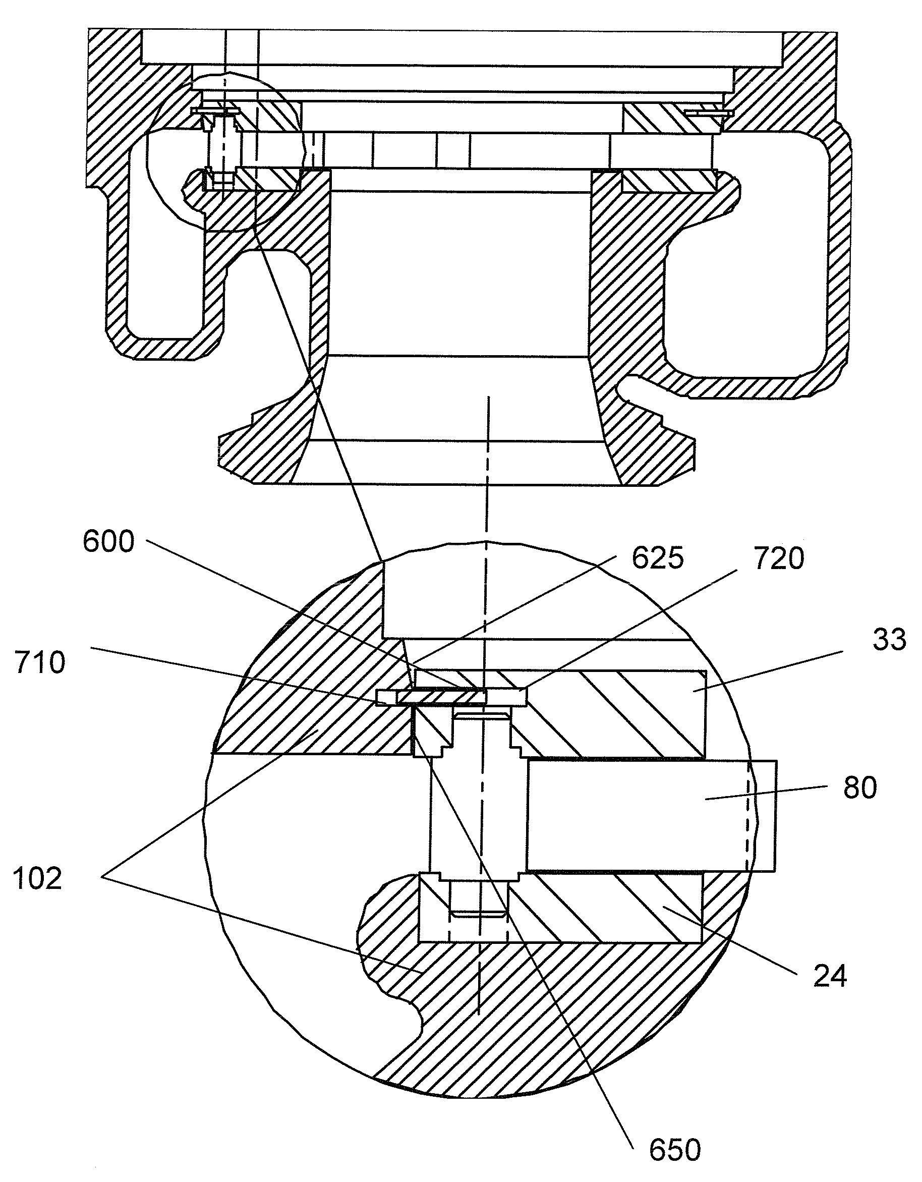 Variable geometry turbocharger, vane ring assembly with retaining member