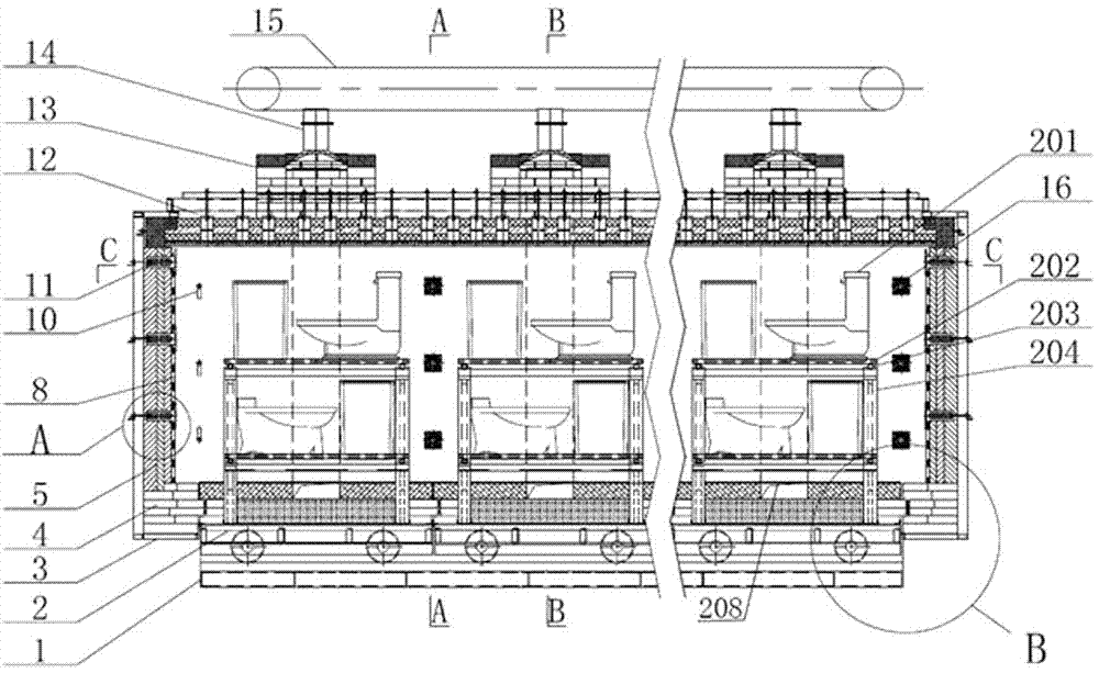 Energy saving kiln for preventing ash contamination and with low heat storage