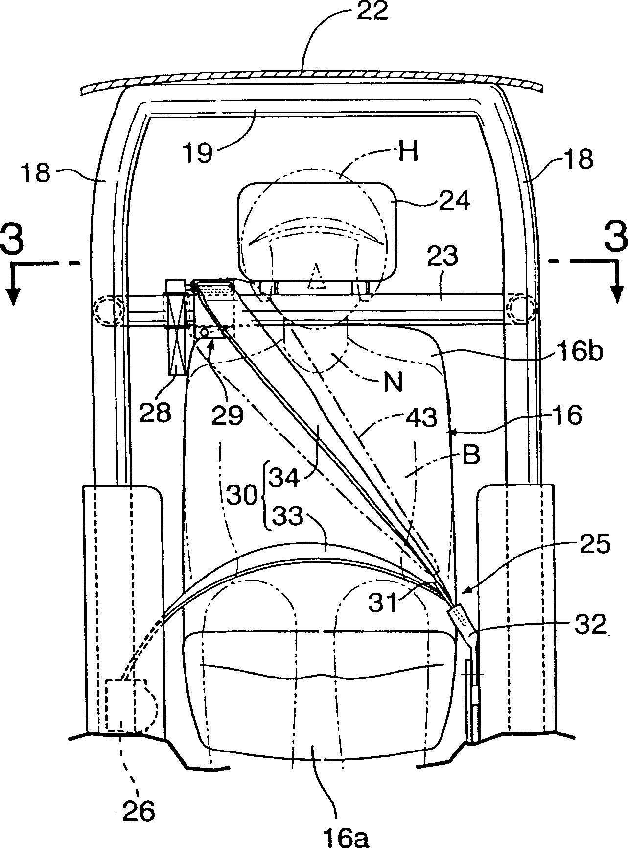 Device for protecting occupant on vehicle