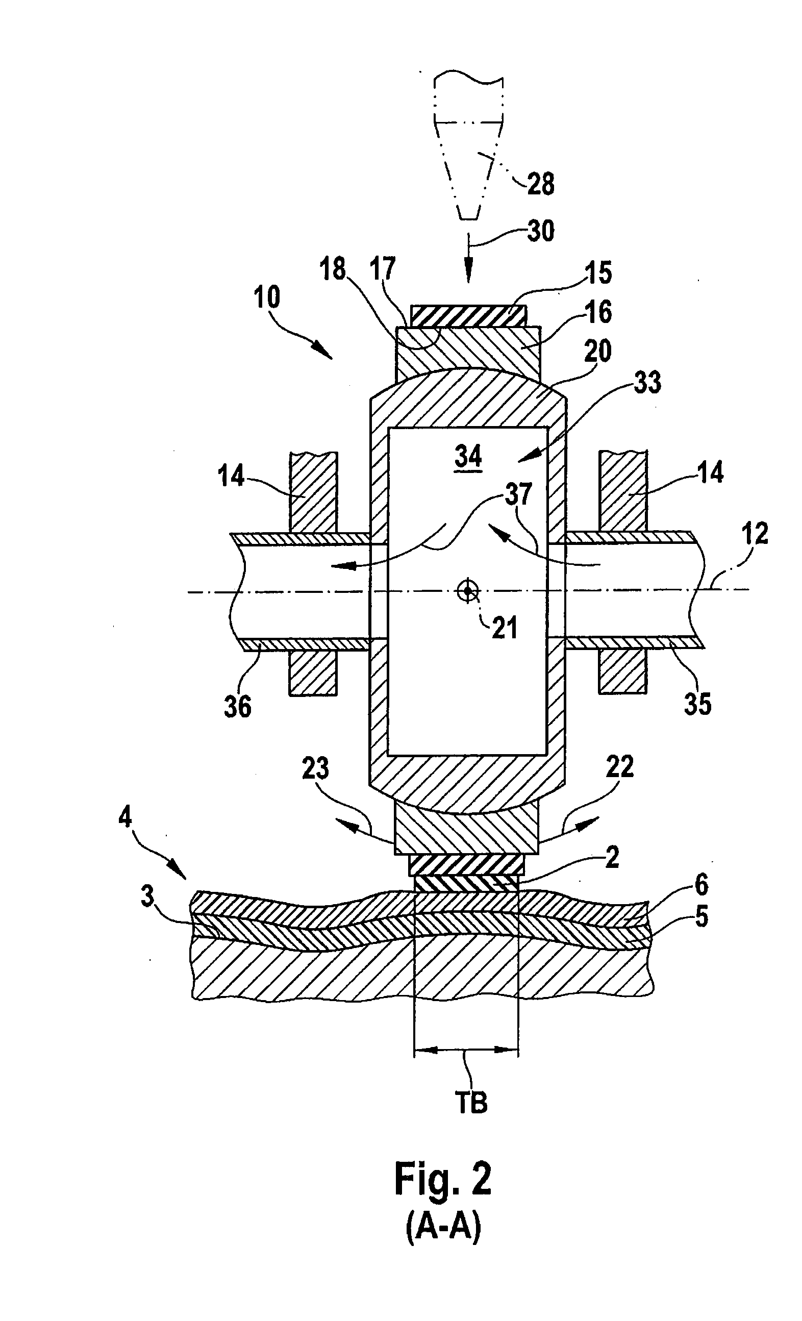 Device for pressing a tape