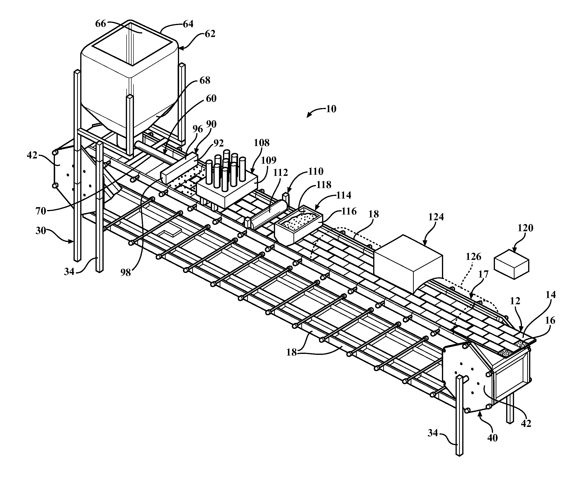 Machine for continuous casting of pre-mortared masonry panels