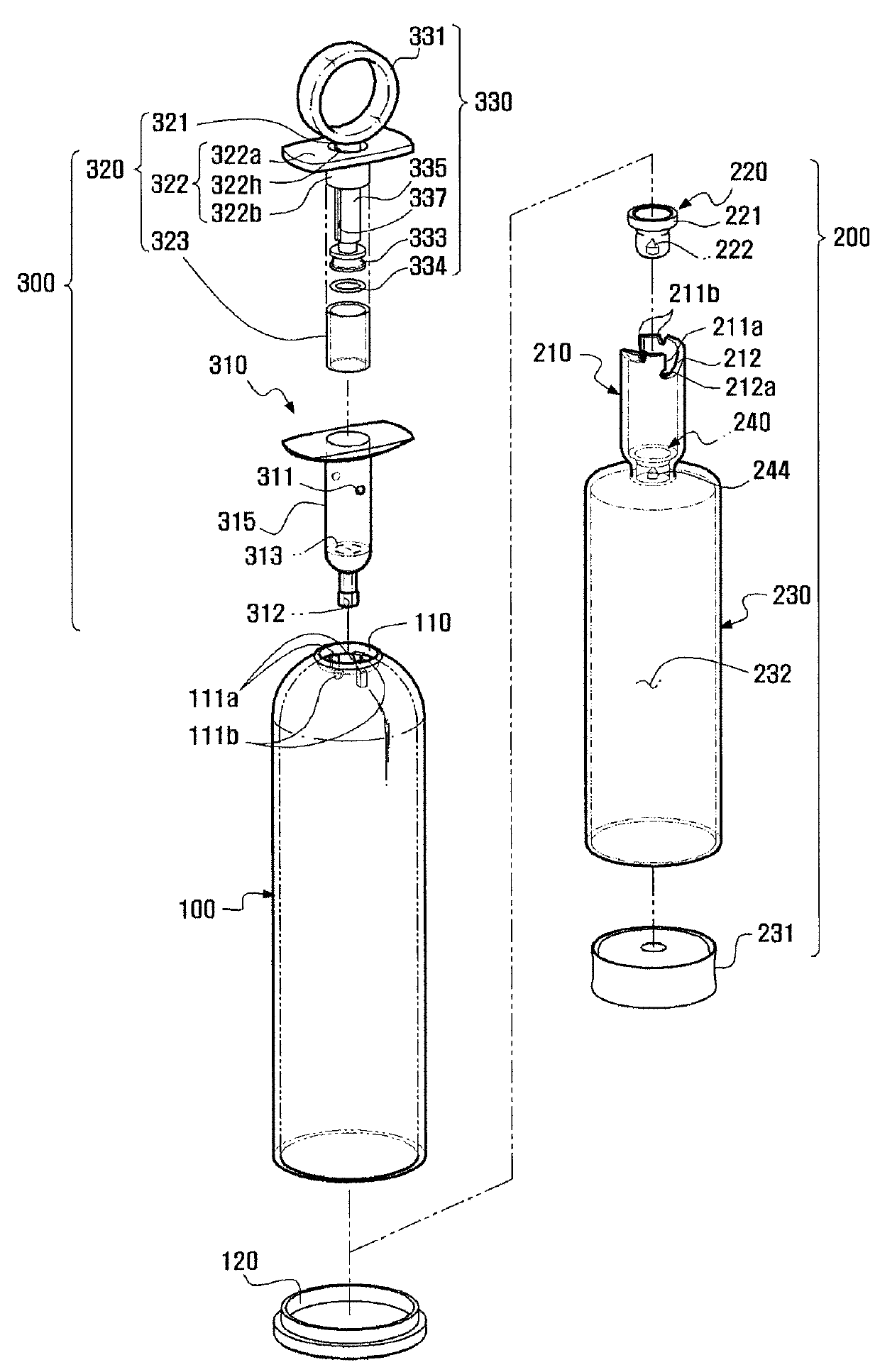 Liquid container having vacuum pumping device