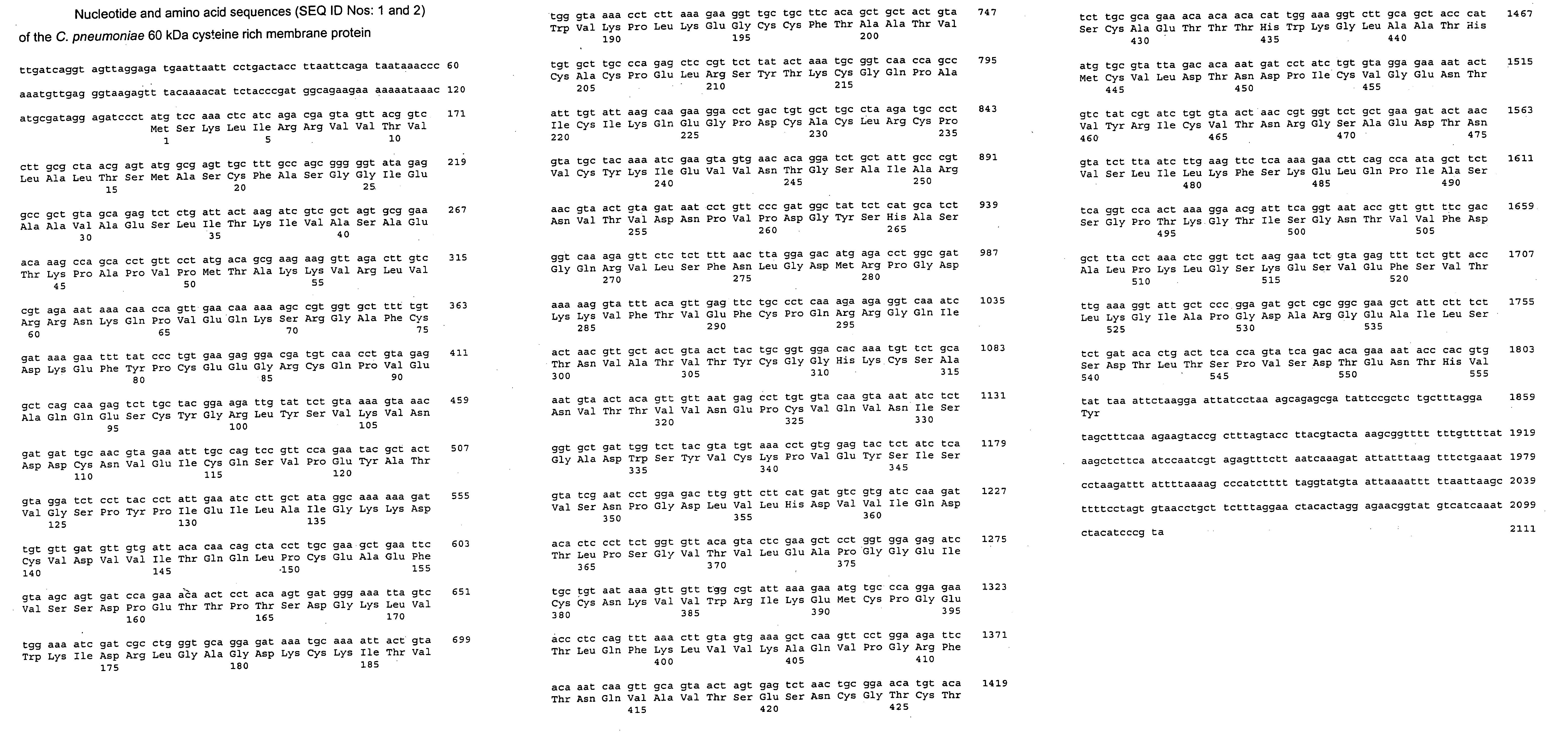 Chlamydia antigens and corresponding DNA fragments and uses thereof