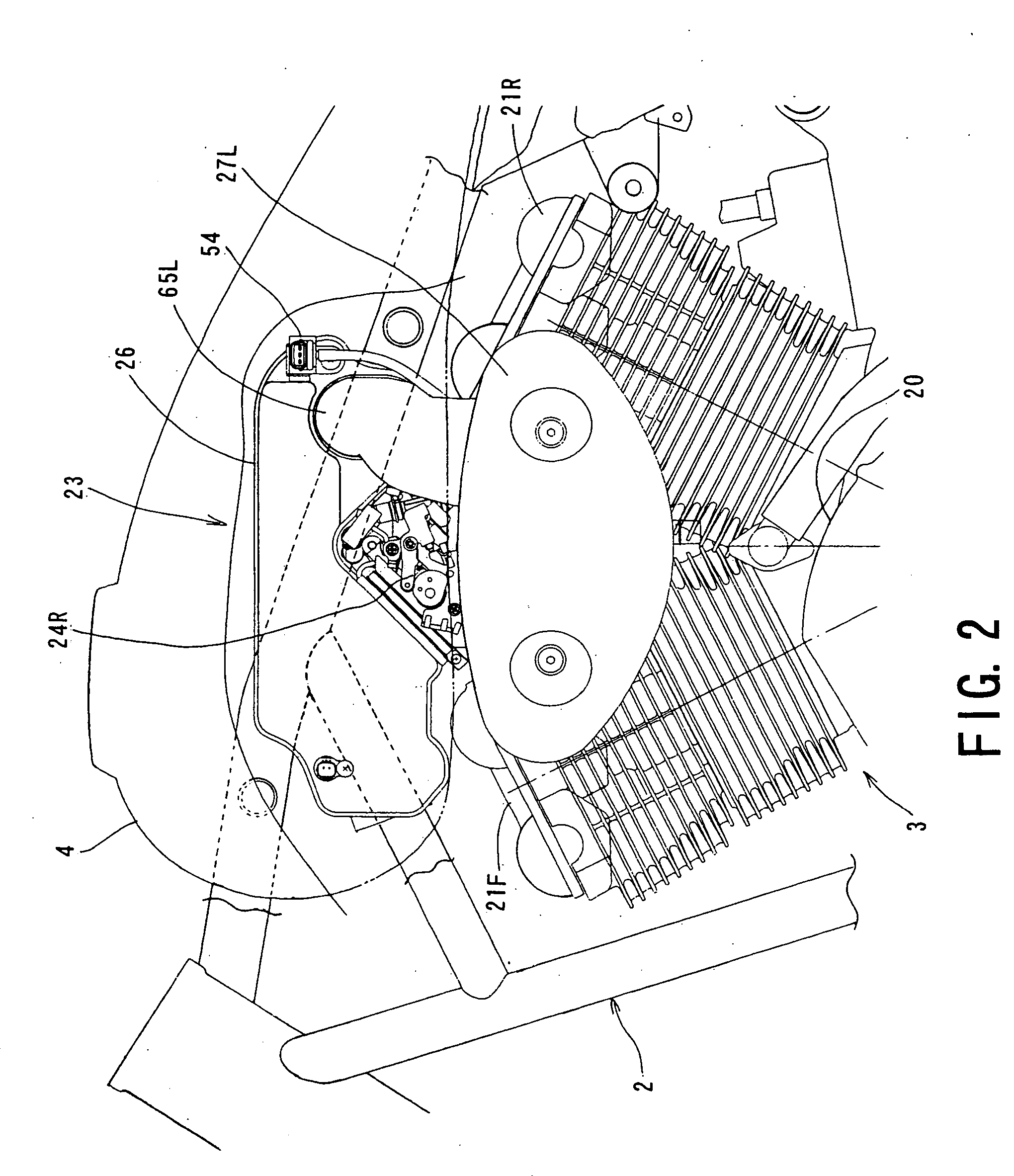 Intake device of V-type engine of motorcycle