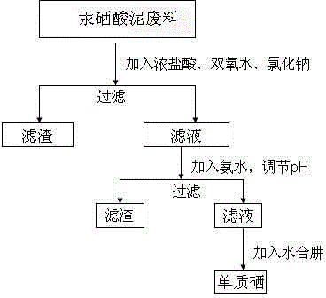 Method for extracting selenium from mercury-selenium acid mud waste