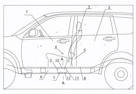 Frame side-impact limiting device for SUVs (sport utility vehicles)