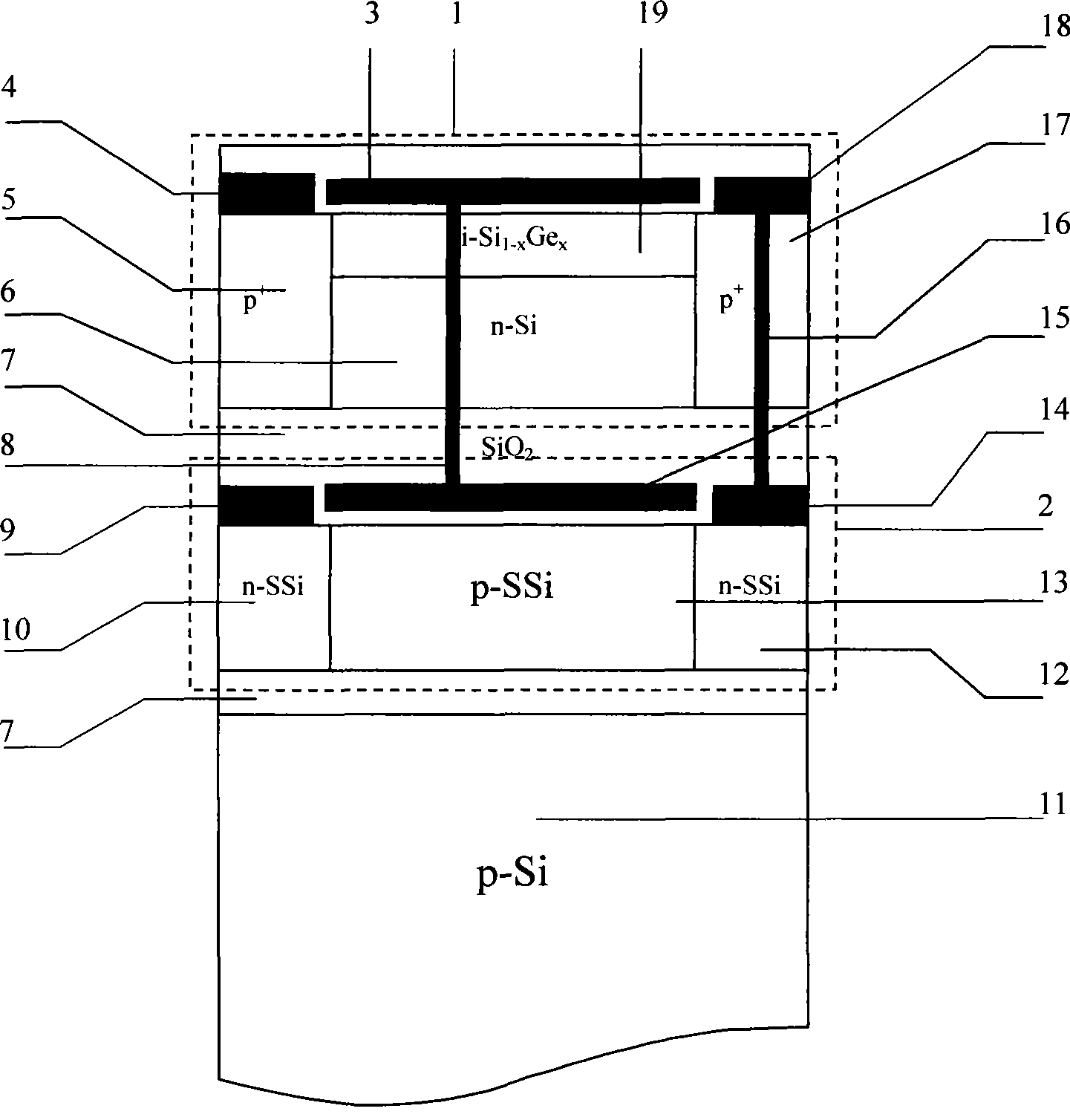 Poly-SiGe gate three-dimensional strain CMOS integrated component and preparation method thereof