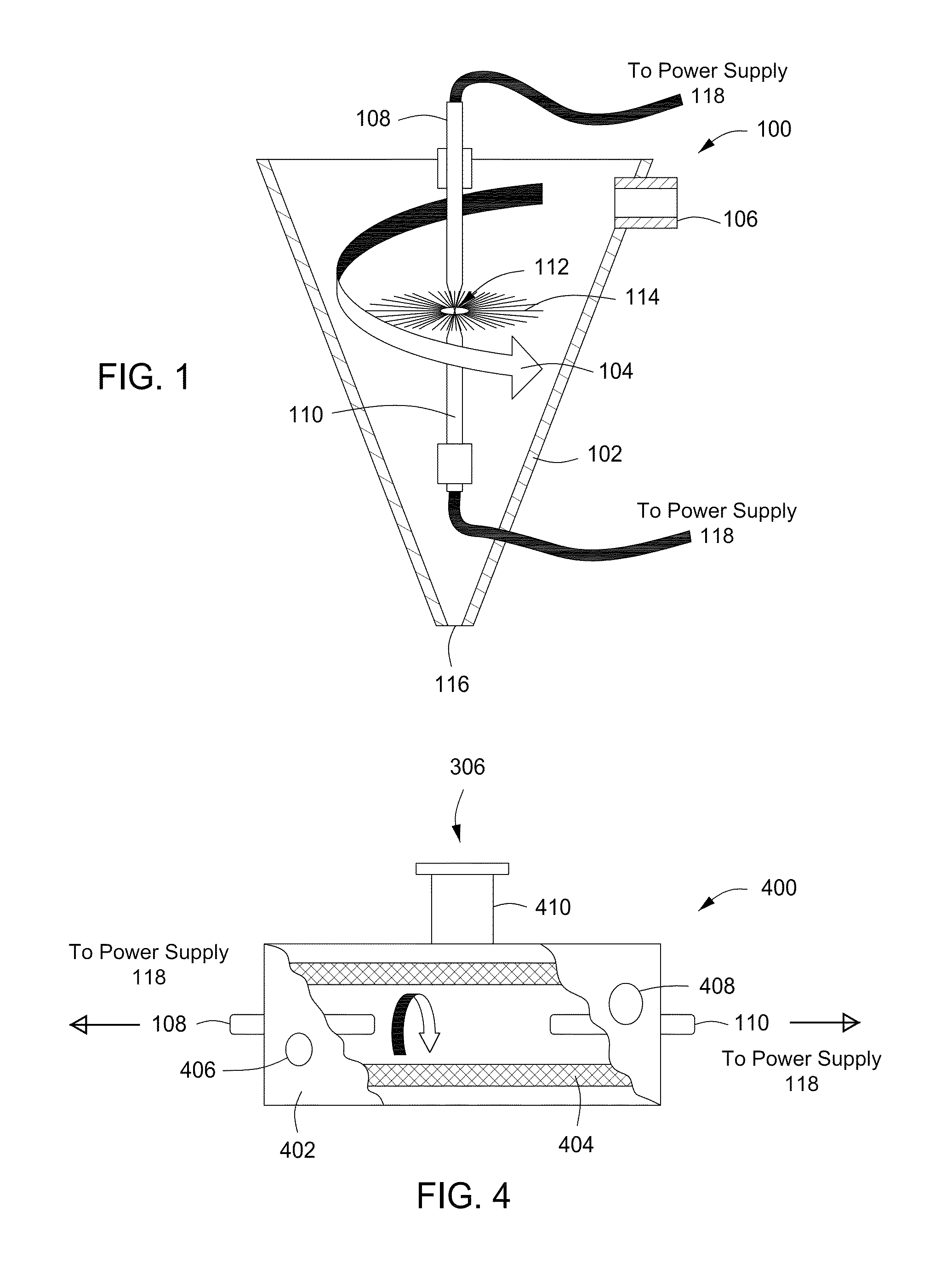 System for treating a substance with wave energy from an electrical arc and a second source