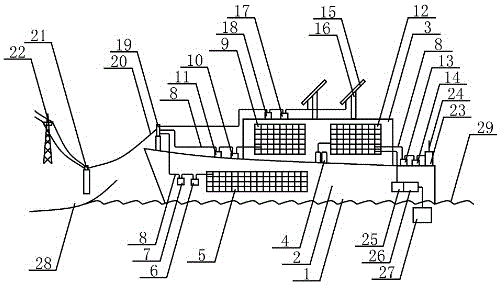 Waste merchant ship refit-based intelligent floating photovoltaic power station