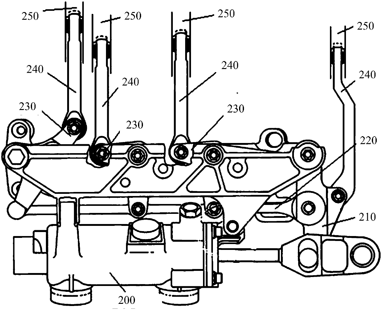 Self-adaptive assembled multistage adjustable blade operating mechanism