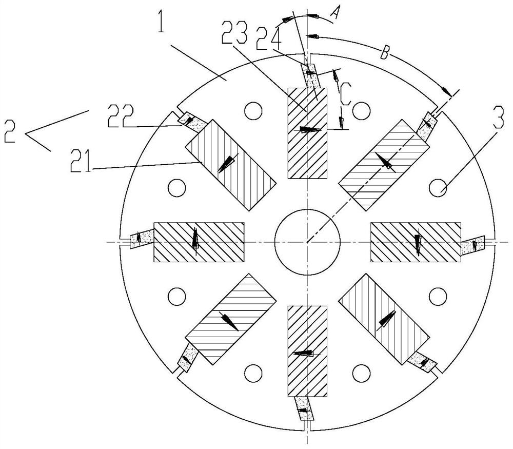 Permanent magnet synchronous motor rotor and permanent magnet motor