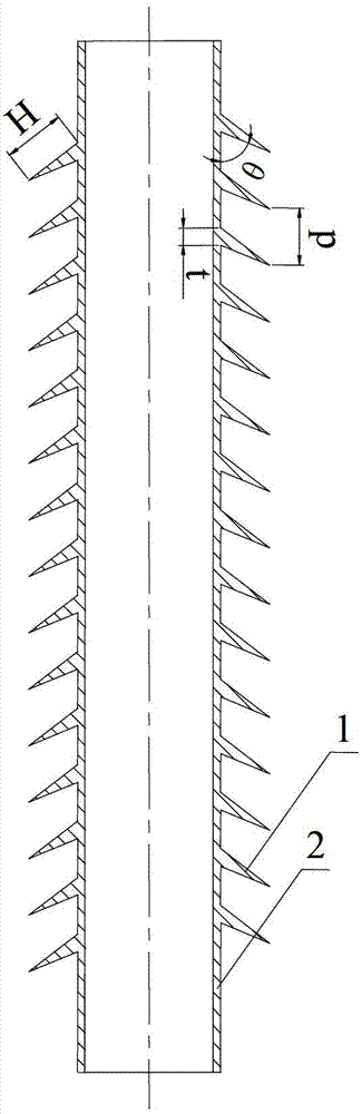 Integral inclined pin-fin tube