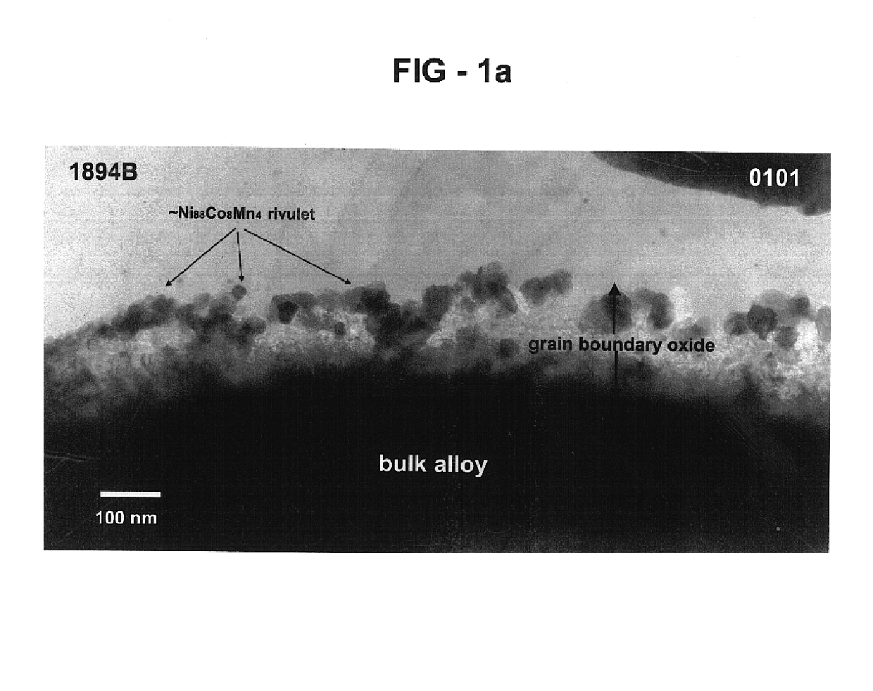 Coated catalytic material with a metal phase in contact with a grain boundary oxide