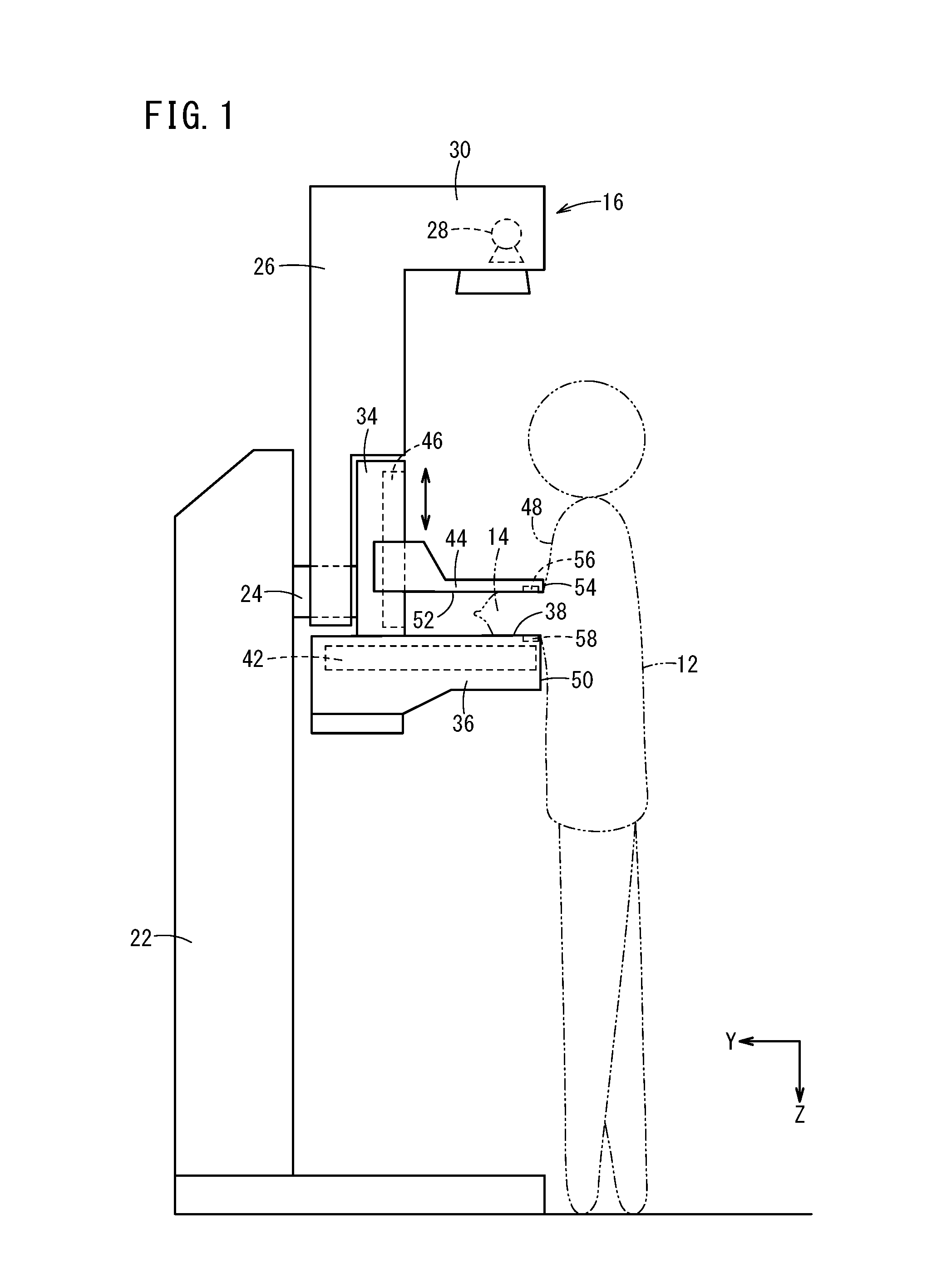 Breast thickness measurement device and breast thickness measurement method