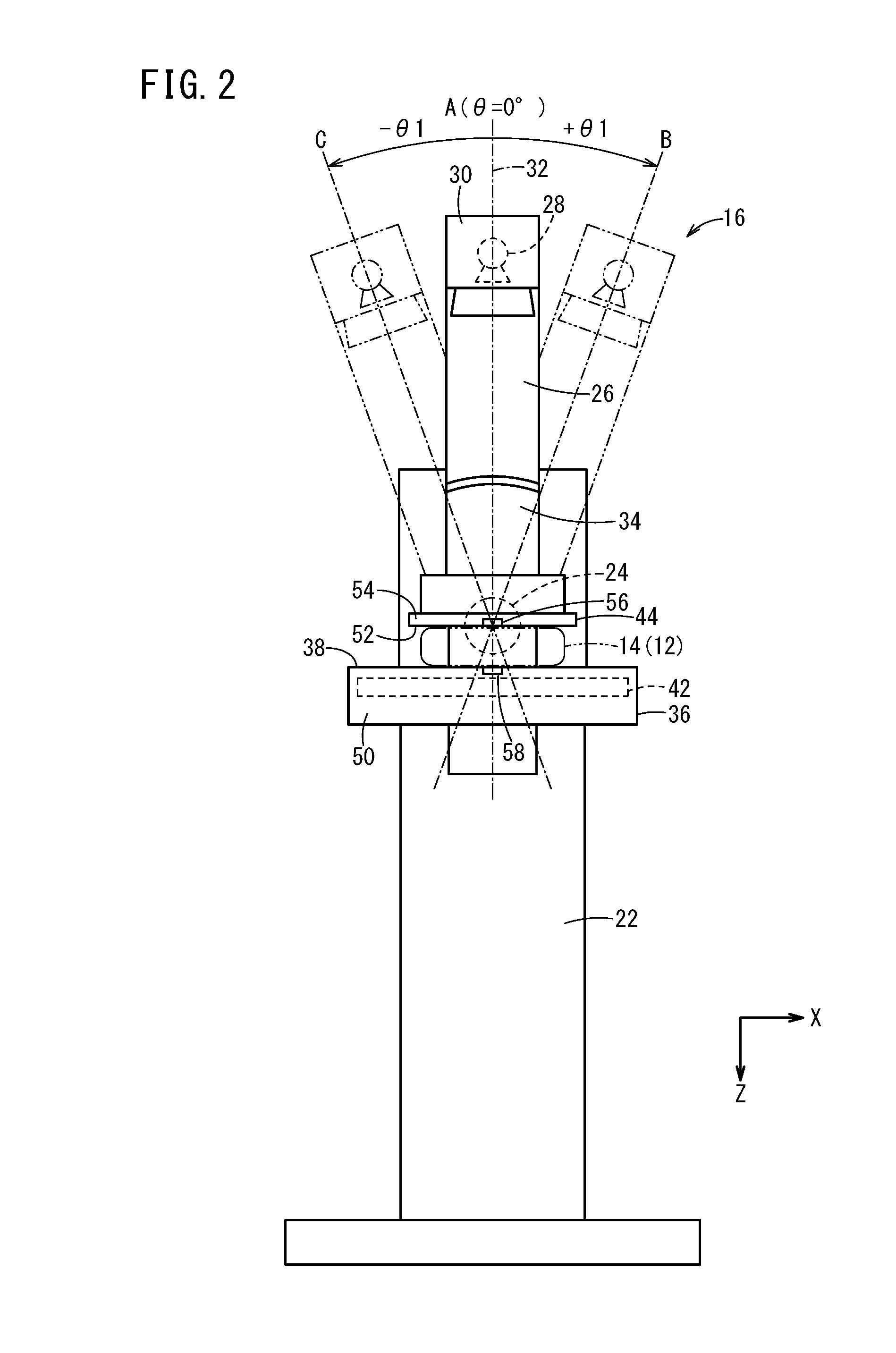 Breast thickness measurement device and breast thickness measurement method