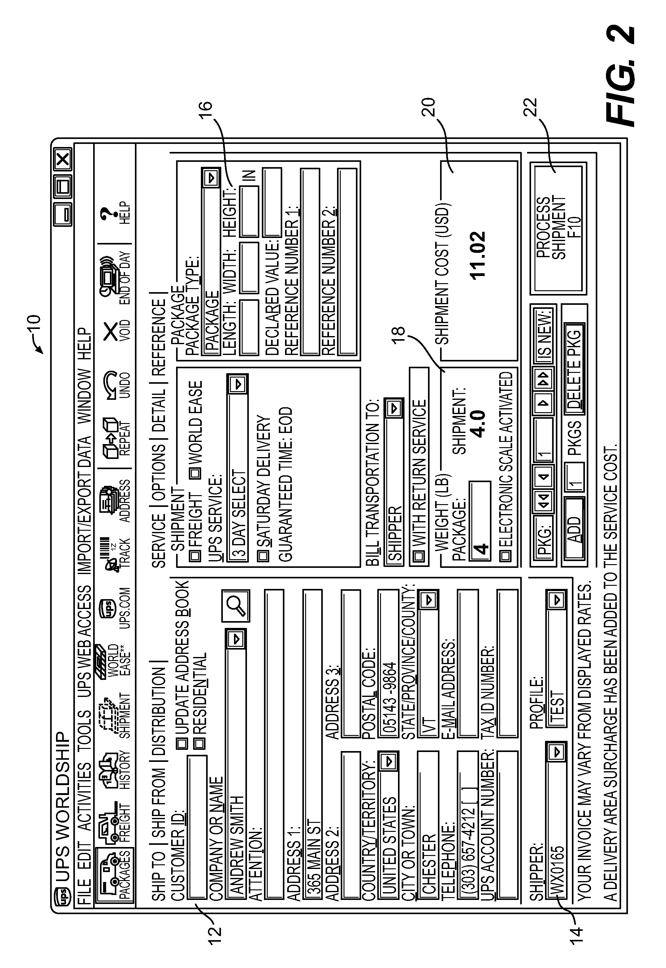 Method and system for comparing cost of shipping options