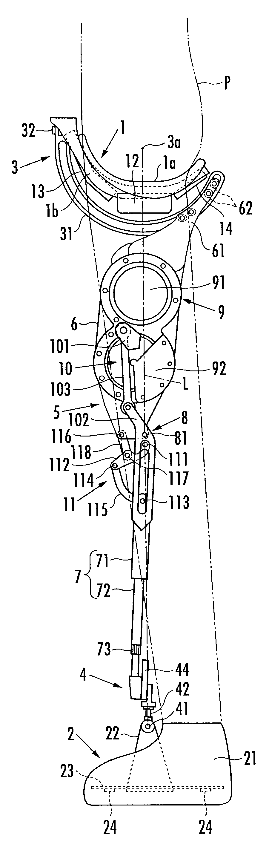 Walking assisting device