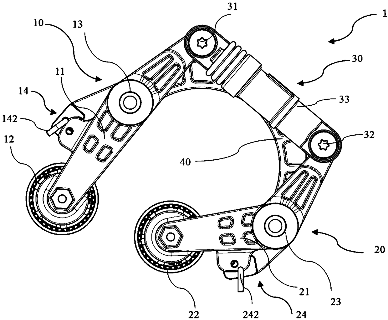 A bidirectional tensioning device with bidirectional association and variable damping device