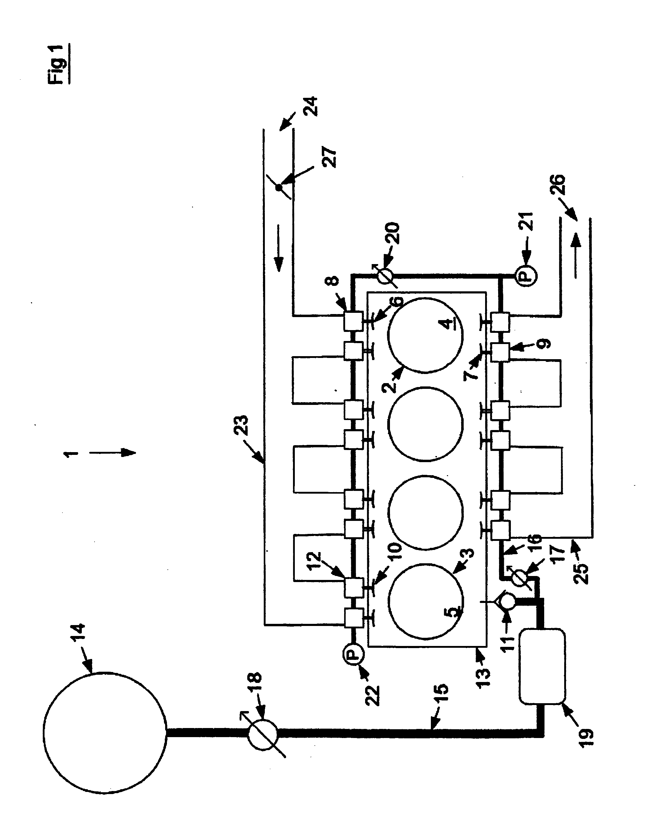 Internal combustion engine for a vehicle comprising at least one compressor cylinder at least one compressor cylinder connected to a compressed-air tank