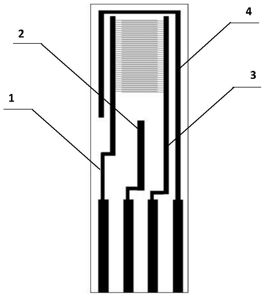 Four-pin dual-working high-precision photoelectric transparent interdigital electrode containing insulating protective film and application of four-pin dual-working high-precision photoelectric transparent interdigital electrode in photoelectric joint detection