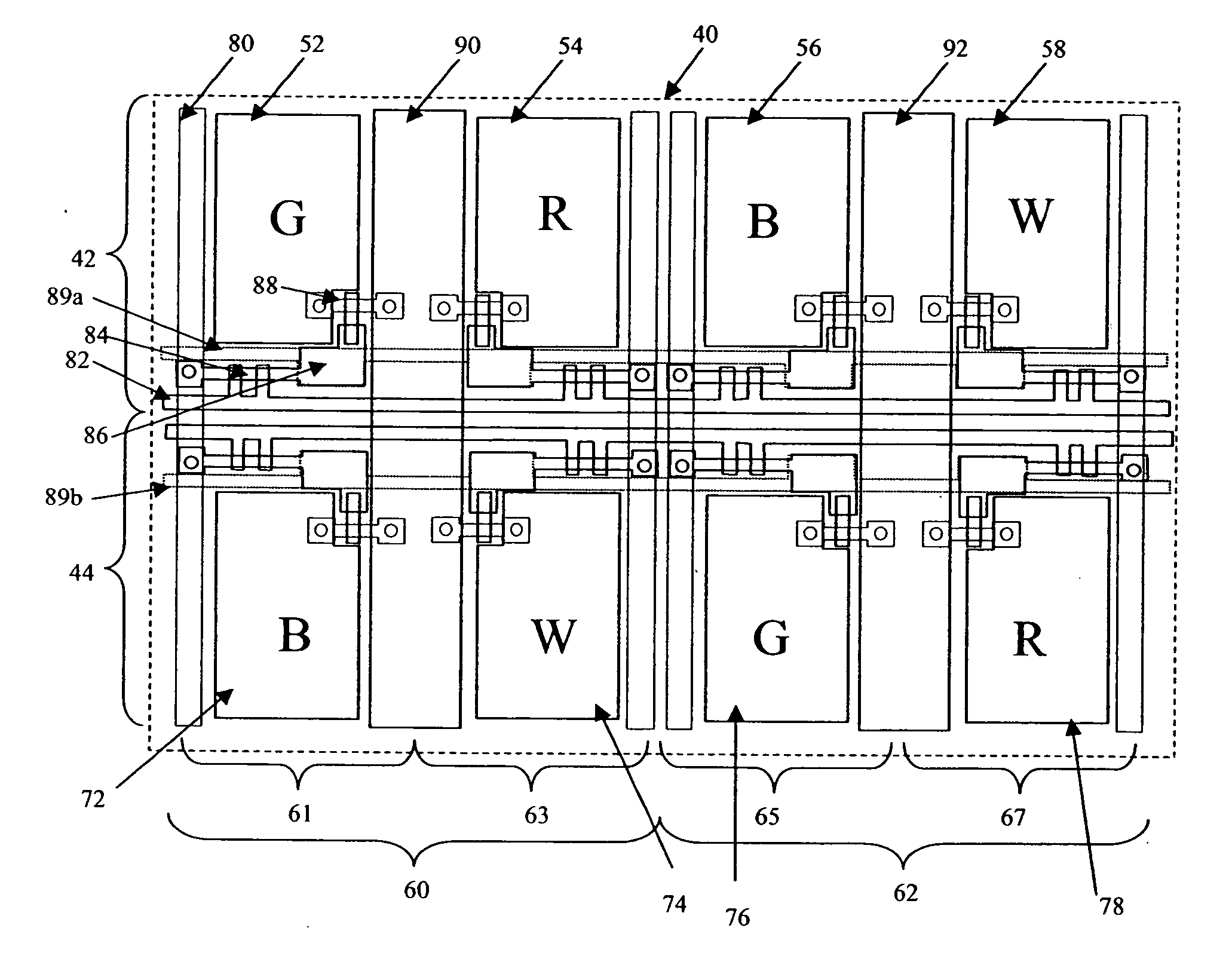 Color EL display system with improved resolution