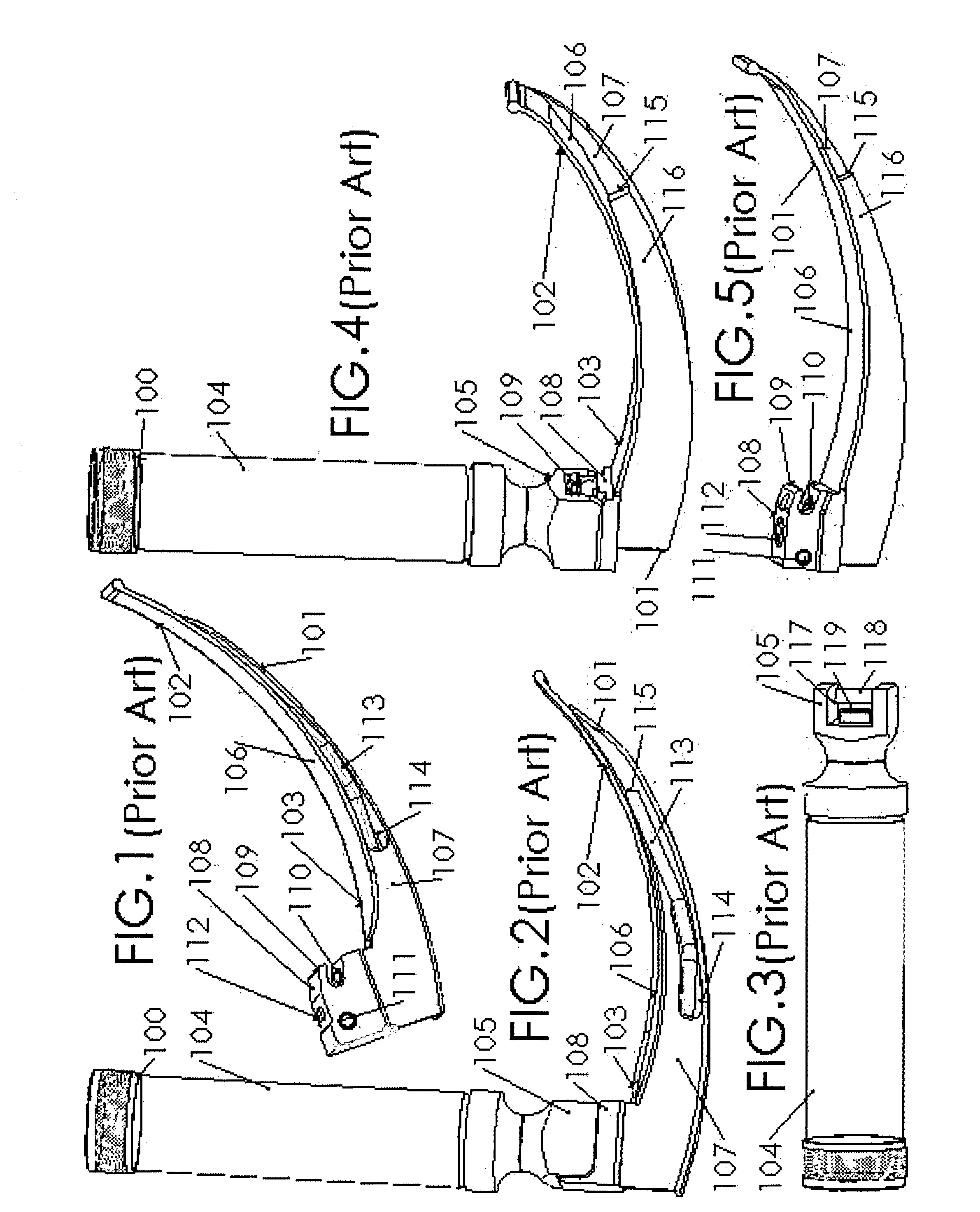 Intubation laryngoscope with detachable blades