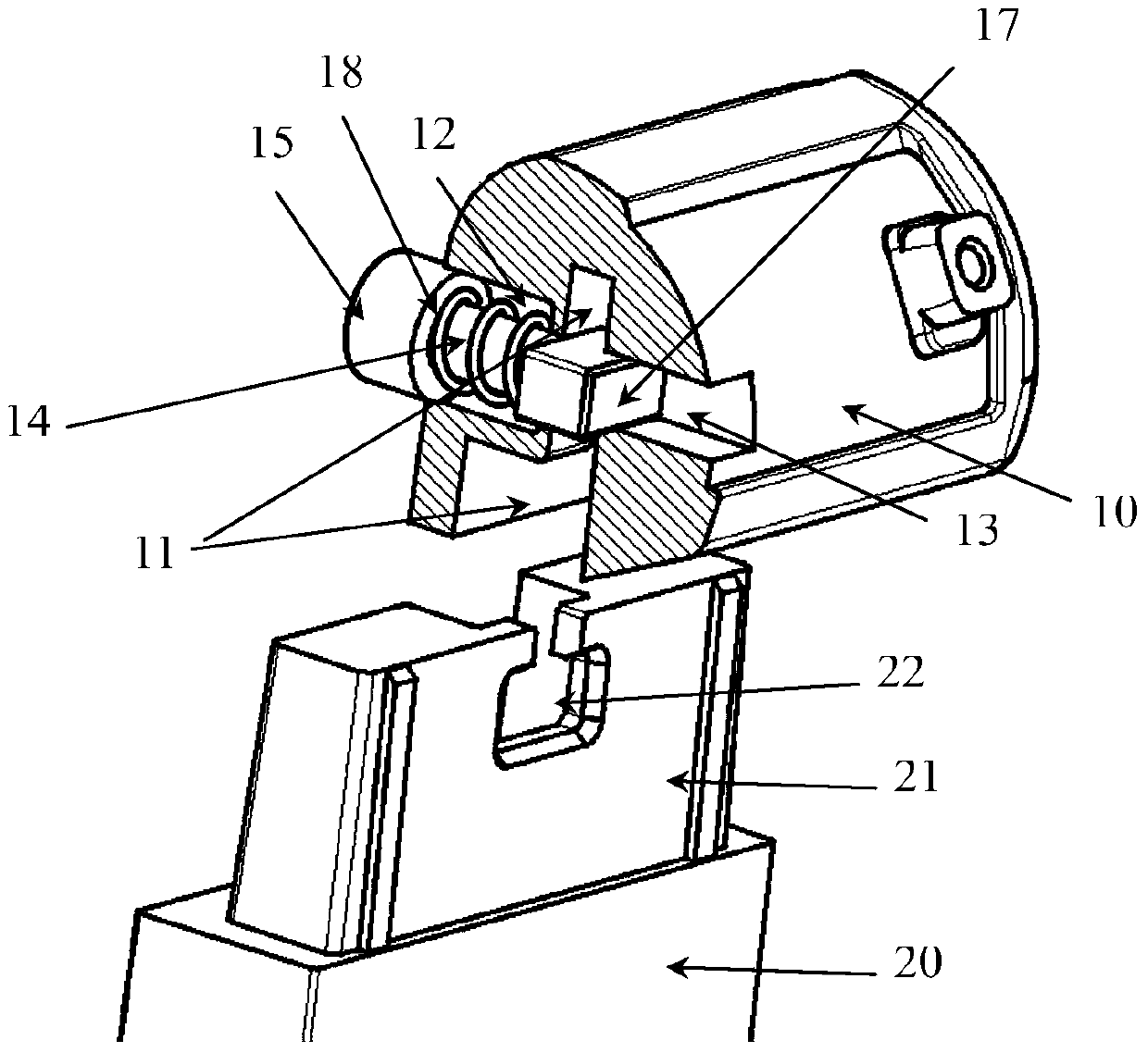 A component connection structure and a display base connection device