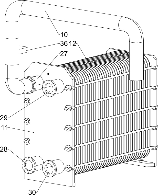 An environmentally friendly Tencel solvent purification treatment device with a self-cleaning plate heat exchanger