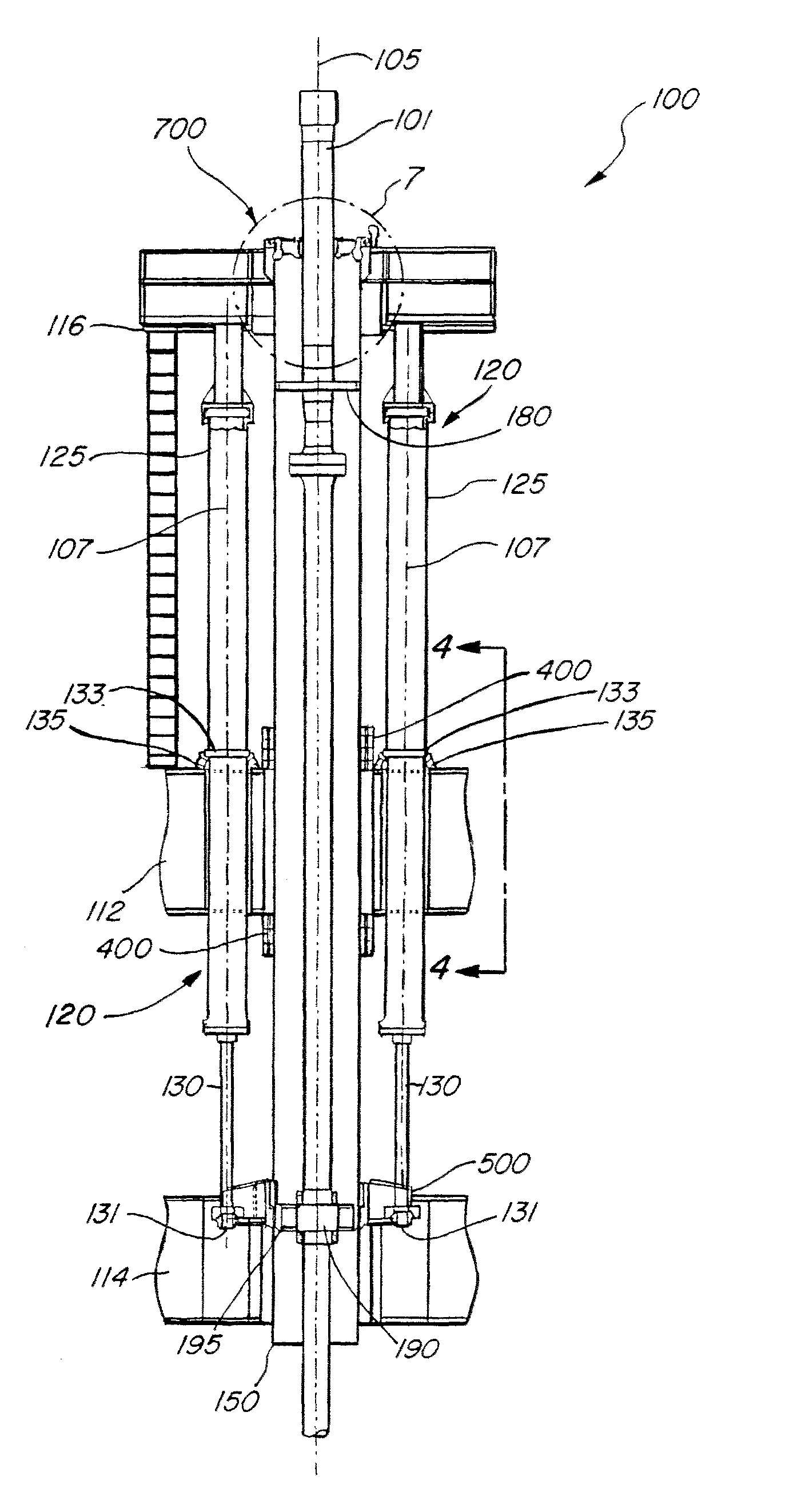 Pull-style tensioner system for a top-tensioned riser