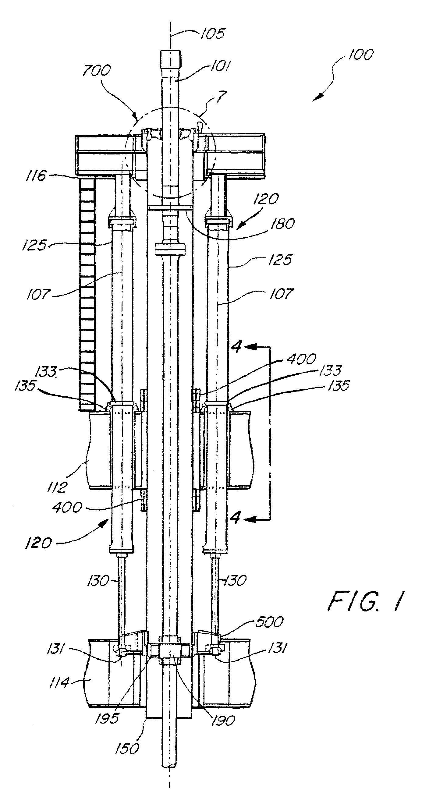 Pull-style tensioner system for a top-tensioned riser