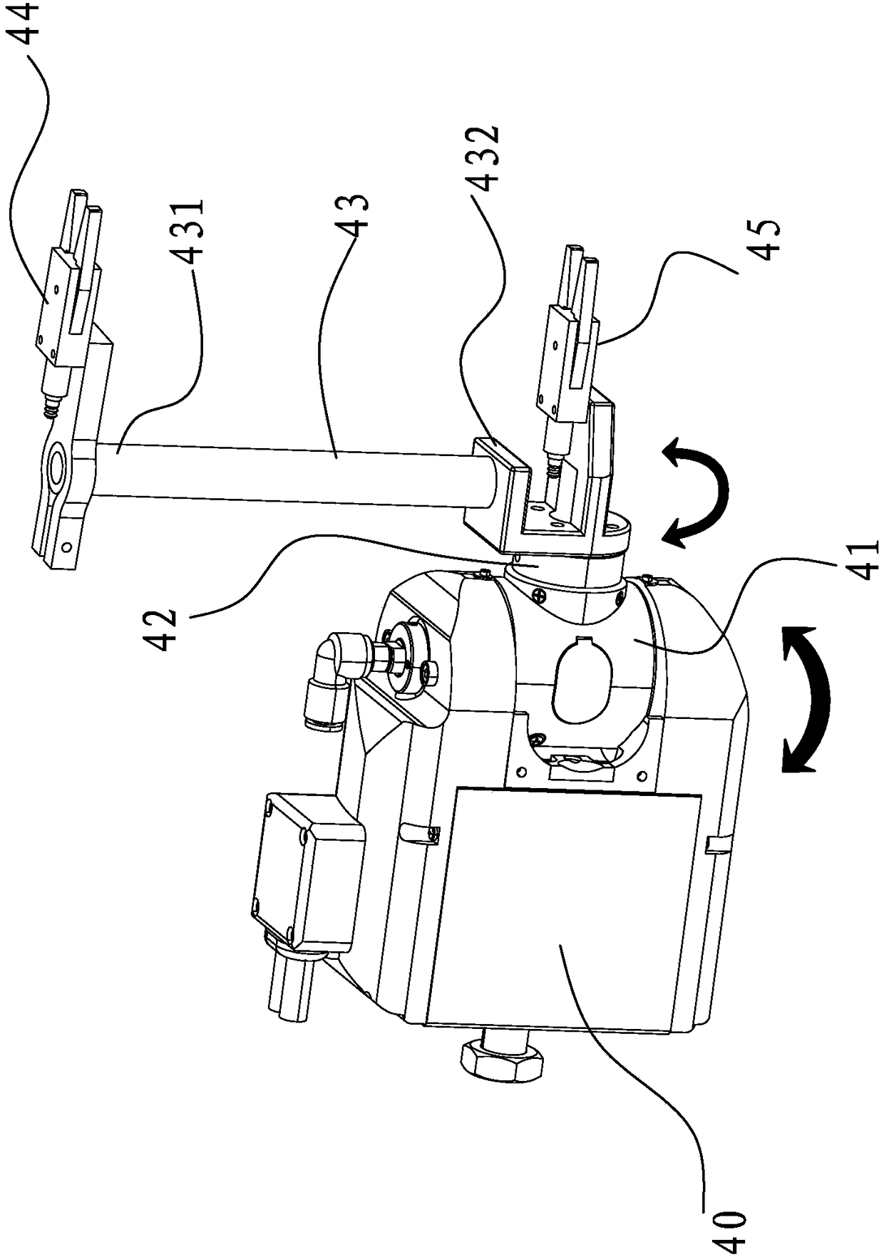 Circular weft knitting machine with cylindrical coordinate robot