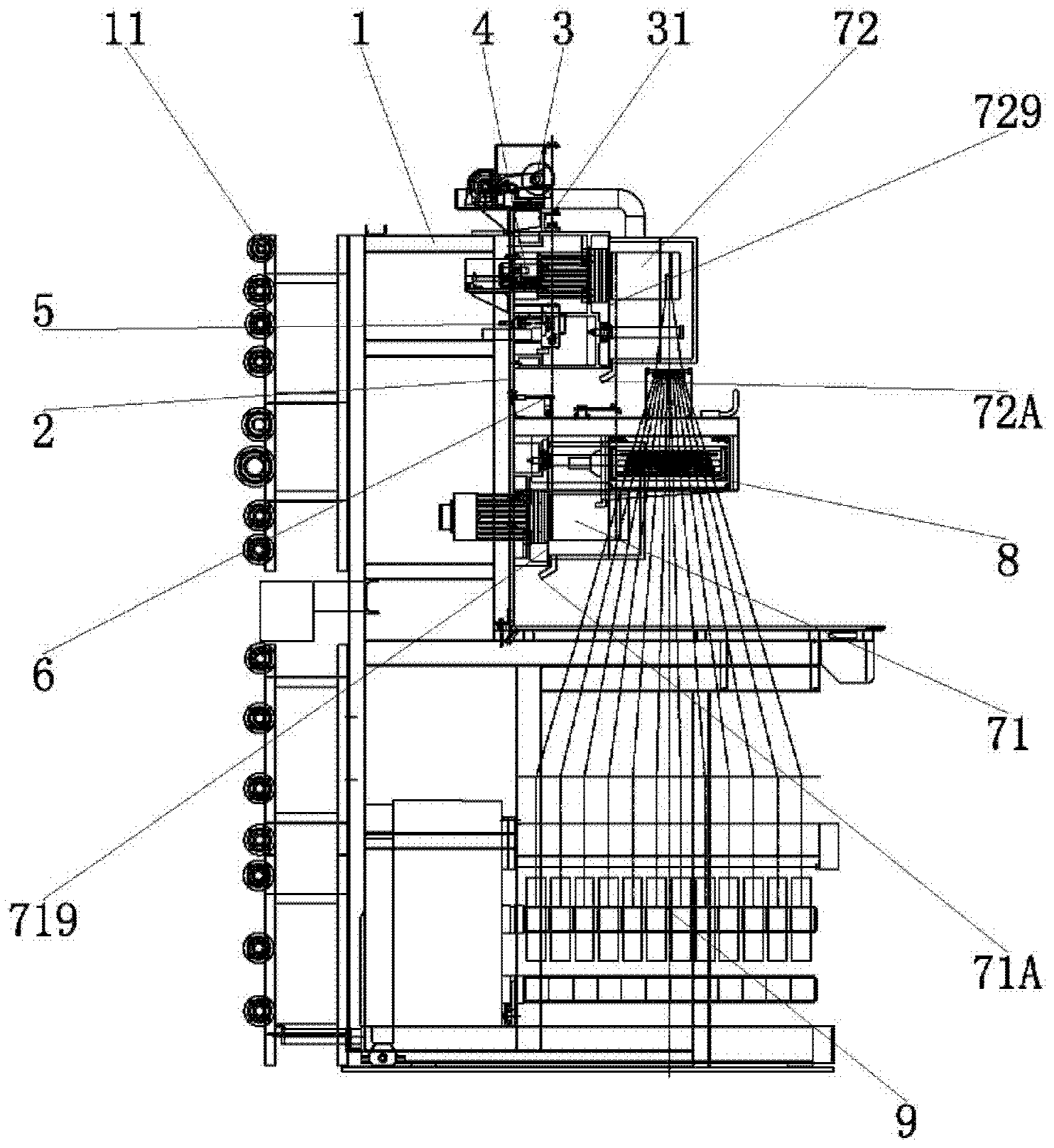 Hot roller drafting type corterra pre-oriented filament drafting and wingding device