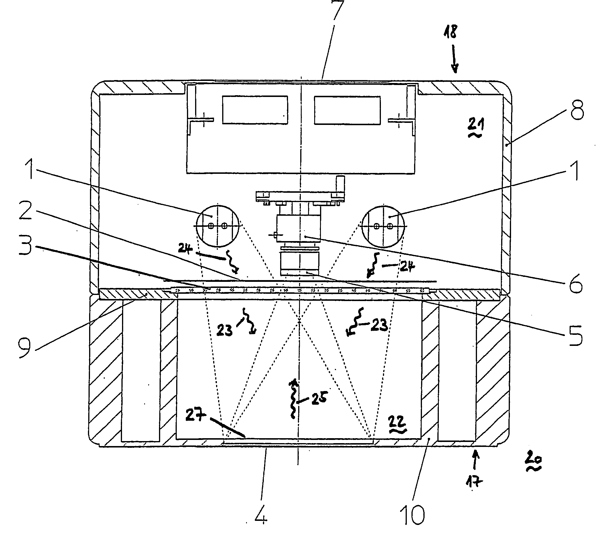 Device for checking security elements