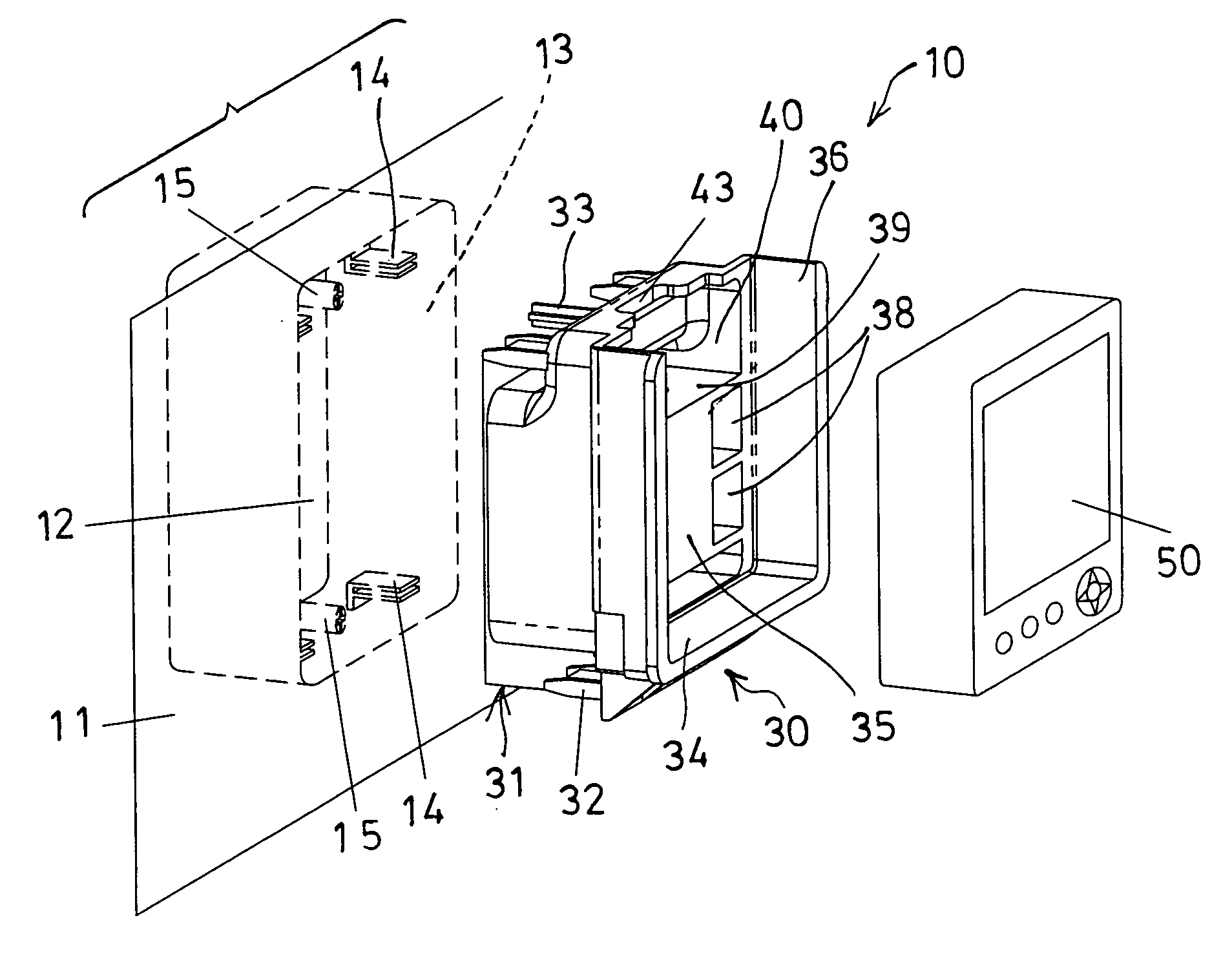 Monitor supporting combination for vehicle