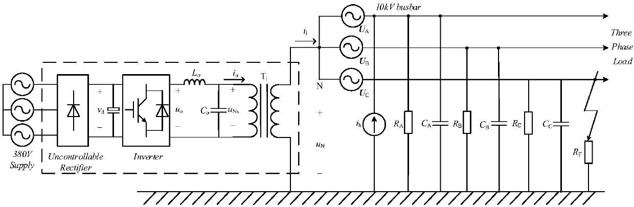 Voltage control method for active arc extinction device of power distribution network