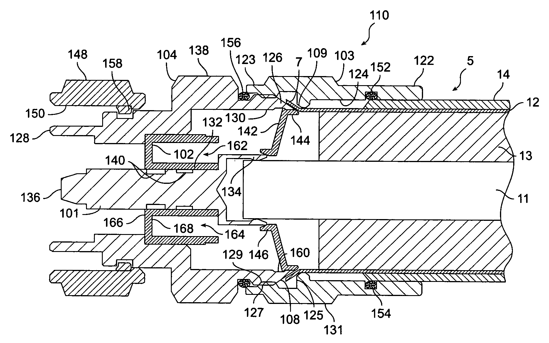 Coaxial connector with center conductor seizure