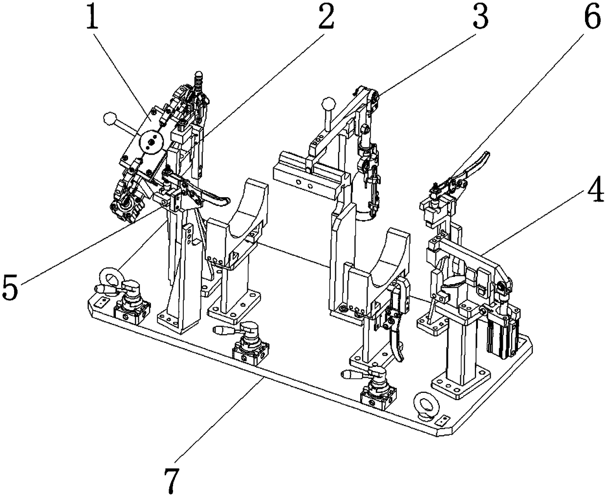 Rear silencer assembly welding fixture of automobile exhaust system