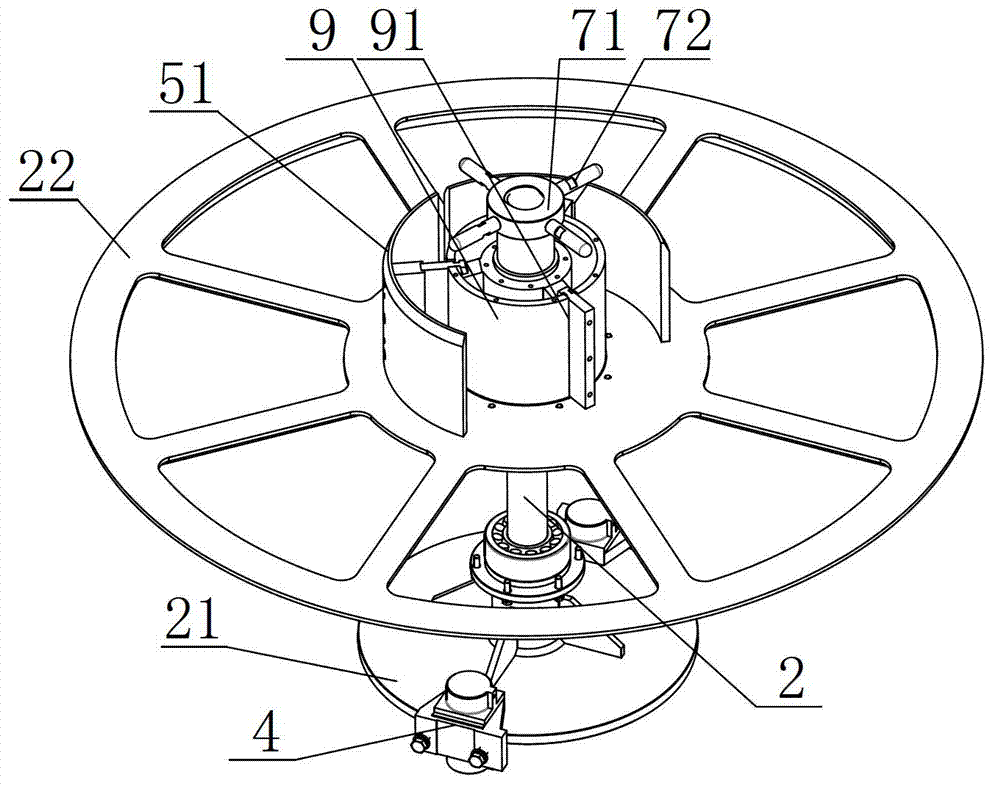 Flux-cored wire unwinding, supporting and rotating device