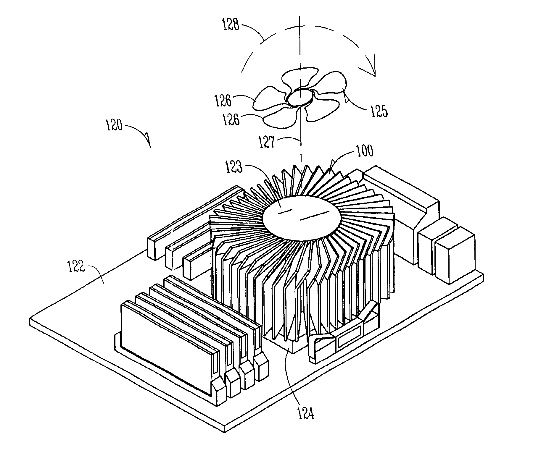 Electronic assemblies with high capacity bent fin heat sinks