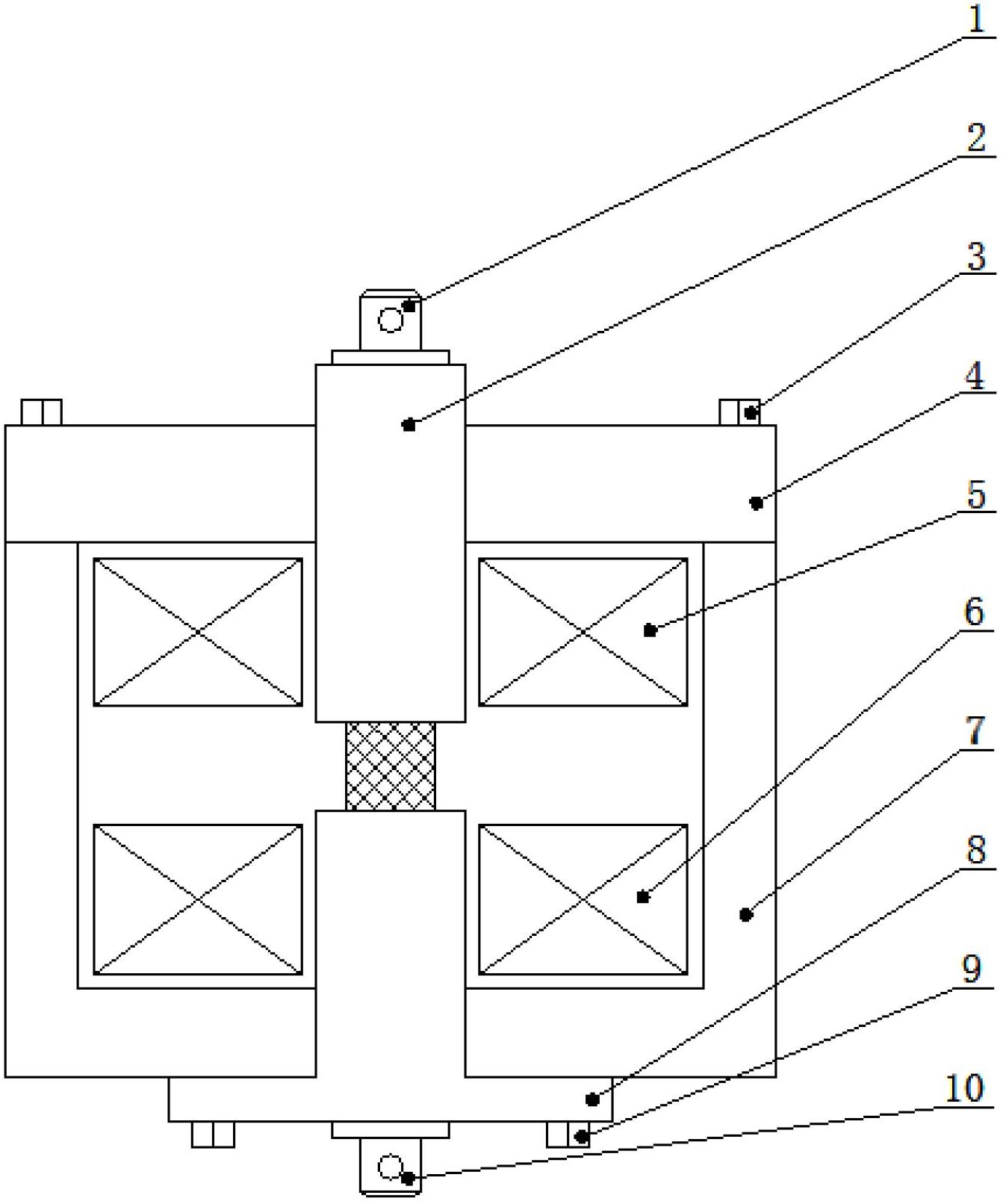 Universal testing device for testing magnetostrictive mechanical properties of magnetic sensitive elastomer