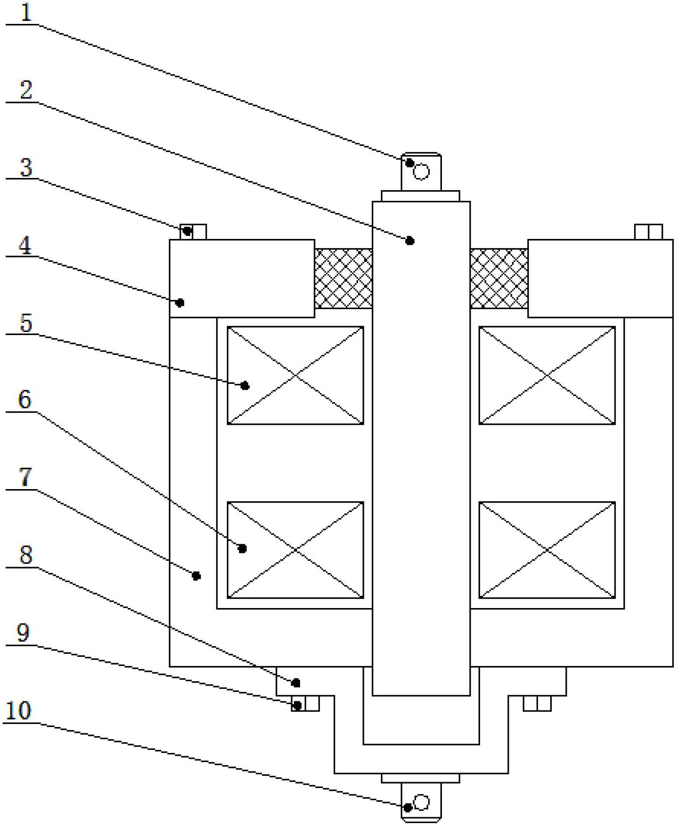 Universal testing device for testing magnetostrictive mechanical properties of magnetic sensitive elastomer