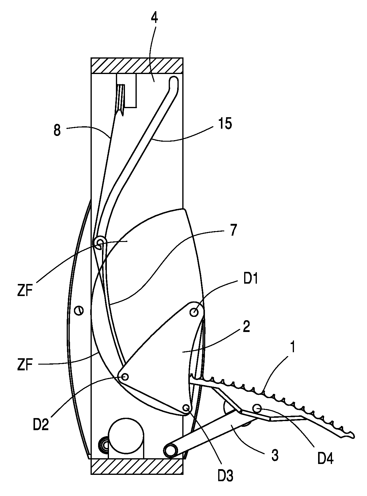 Foot-operated door opener, door and use