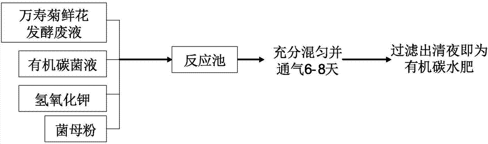 Method for treating fermentation waste liquid of marigold flowers